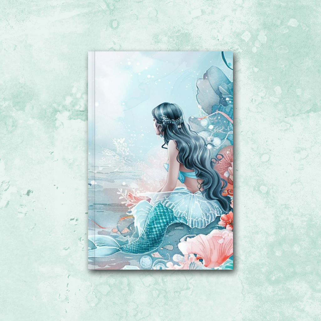 Mermaid Lined Journal, Teal and Coral